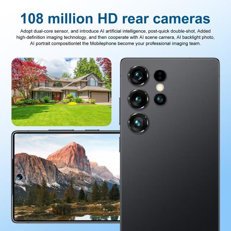 2025 New Model 25 5G Android Smart Phone, with rounded corners. Built-in stylus, srprint unlocking, high-definition ome a crger, headphones and phone case when purchasing the built-in stupporting facial recognition and fingeylus version.