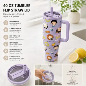40oz Friends TV Show Cartoon Insulated Coffee Tumbler, Double Wall Vacuum, Leakproof Lid, Stainless Steel, Keeps Hot 12h Cold 24h