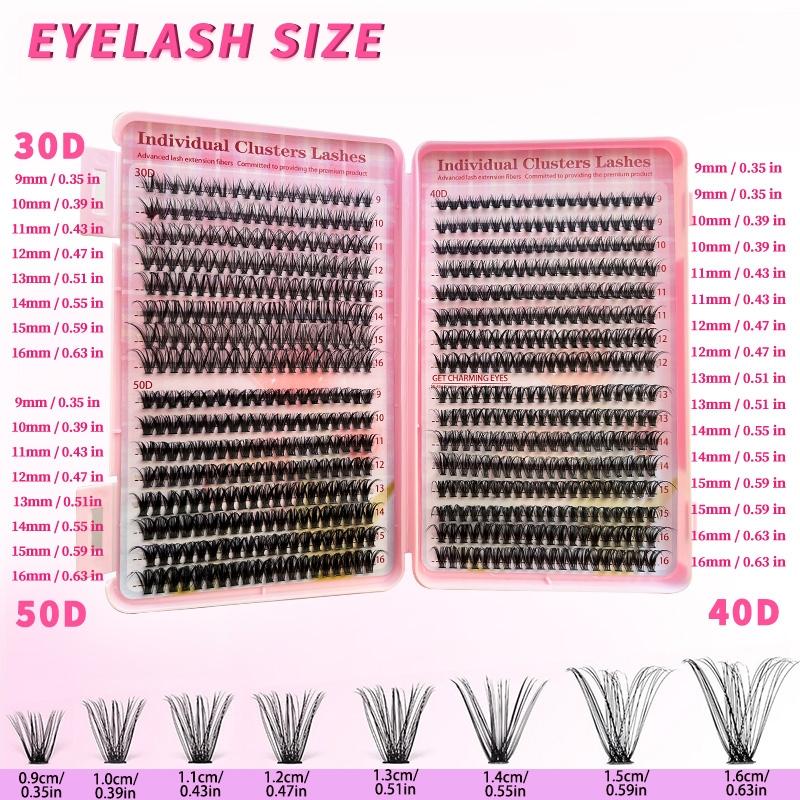 Natural Look Eyelash Extensions Set, Summer Gifts, 1 Set False Eyelashes Extensions Set with Accessories, Professional Makeup Accessories for Women, DIY Cluster Lashes, DIY Lash Kit, High Quality Eyelashes, Hybrid Lash Set, Individual False Eyelashes