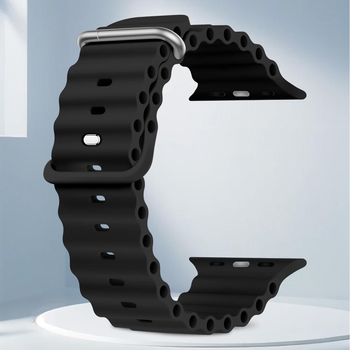 Ocean Band Compatible with Apple Watch Ultra Bands 49mm 46mm 45mm 44mm 42mm Adjustable Silicone Sport Strap for Iwatch Series 1-11 Se Smartwatch Strap Smart Watch Straps