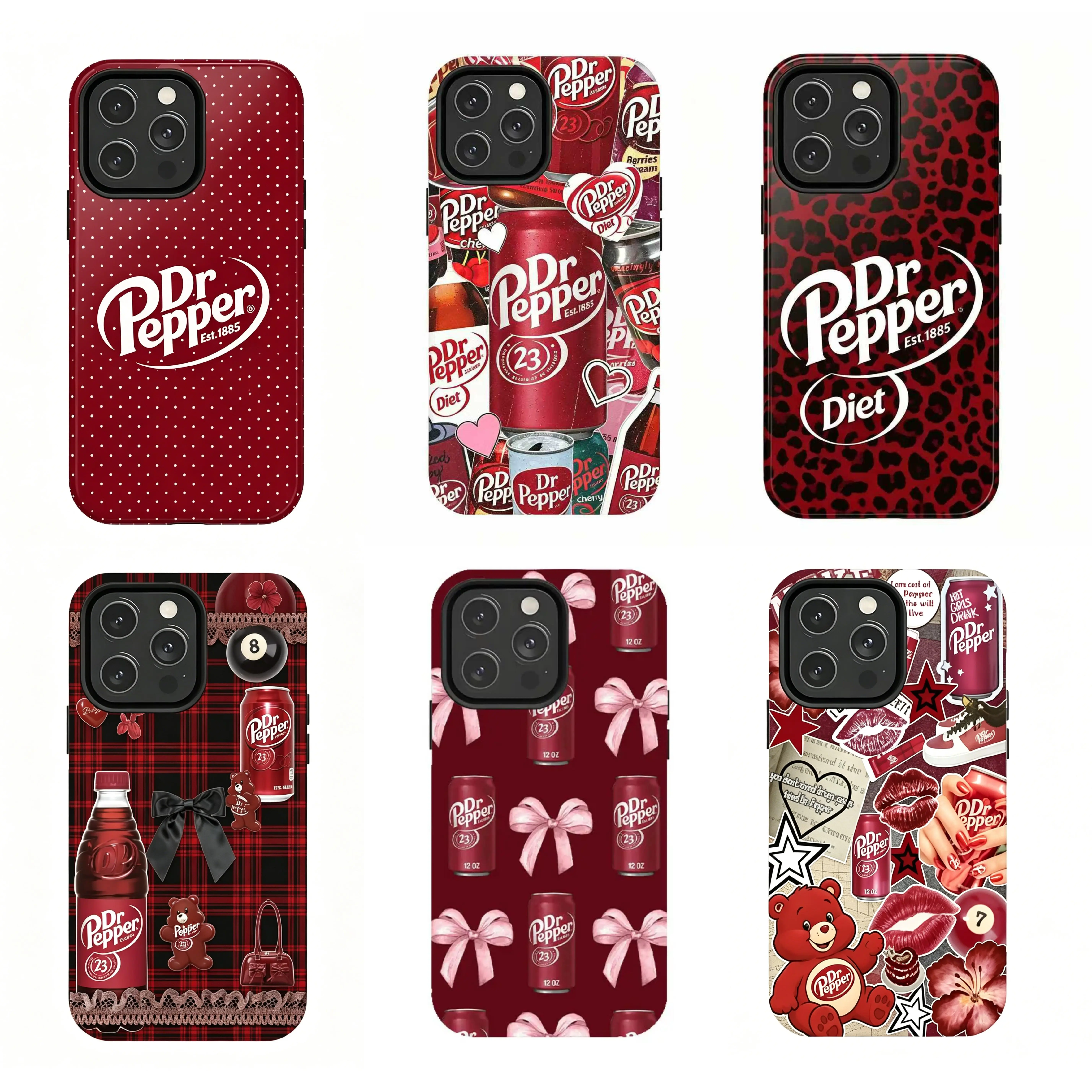 Dr Pepper Lover's iPhone Case - Festive Bow DesignCreative Transparent TPU .Compatible with iPhone 17/16/15/14/13/12/11 Pro Max/Plus & Samsung Galaxy S25 Ultra S24 S23 S22 S21 Plus Cover Smartphone