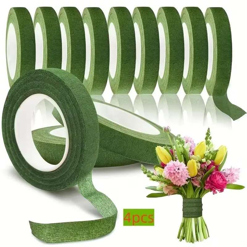 4 Rolls Floral Tape, Garden Packaging Film, Flower Arrangement Supplies, Bouquet Wrapping, Artificial Flowers, Craft Projects