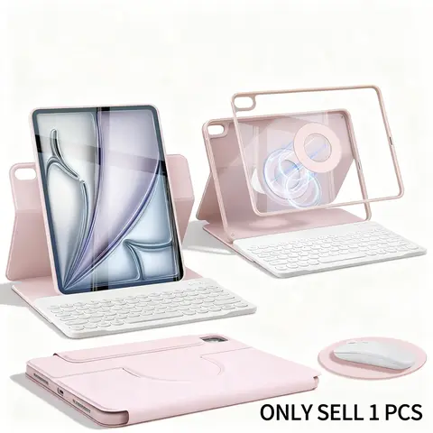 SPALLO Magnetic Keyboard Case, Tablet Accessories, Removable Magnetic Cover, Rotatable Tablet Cover for iPad Pro M5 2025, Compatible with iPad A16 11th, 10th Gen & iPad Air 8th M4 2026, 7th Gen - 360 Rotatable Detachable - Backlit Wireless with Mouse