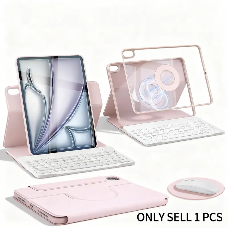 SPALLO Magnetic Keyboard Case, Tablet Accessories, Removable Magnetic Cover, Rotatable Tablet Cover for iPad Pro M5 2025, Compatible with iPad A16 11th, 10th Gen & iPad Air 8th M4 2026, 7th Gen - 360 Rotatable Detachable - Backlit Wireless with Mouse