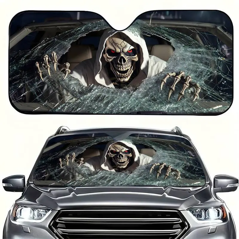 Red Eye Skull Car Sun Shade Sindshield,Car Shade Front Windshield Blocks UV Rays Keeps Interior Cooler Universal Fit for Cars, Trucks & SUVs