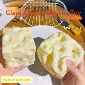 Cheese Block Shape Stress Ball, Moldable Giant Cheese Toy, Non-Bouncy Pressure Relief Toy, Soft Comfortable, Ideal Christmas Gift