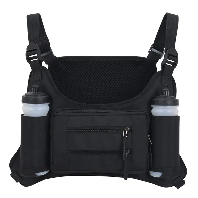 Upgraded 4-Season Multi-Functional Tactical Oxford Sports Vest Bag with Water Bottle Holder, Lightweight Hands-Free Utility Backpack, Durable Multi-Compartment for Hiking, Camping, Outdoor Adventures