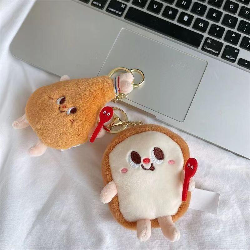 Cute Food Plush Keychain Stuffed Hanging Toy Burger Fries Hot Dog Chicken Leg Doll Fast Food Collection Gift for Children