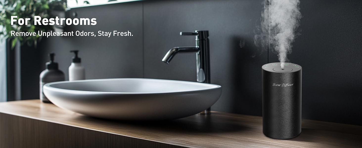 Waterless Essential Oil Diffuser Starter Kit - No Water Needed, Battery Operated Mini Scent Air Machine, Included 3x20ML Essential Oils, Portable Aromatherapy Diffuser for Home & Car & Office, Black