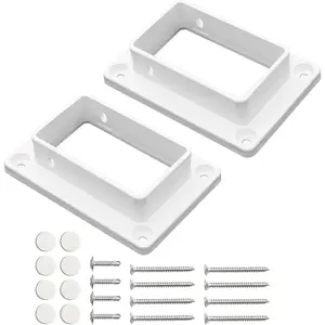 2" x 3.5" White Vinyl Slotted Handrail Fence Bracket Kit with Screws for Decking Railing, Mount to Wall or Vertical Flat Surface, Pack of 2