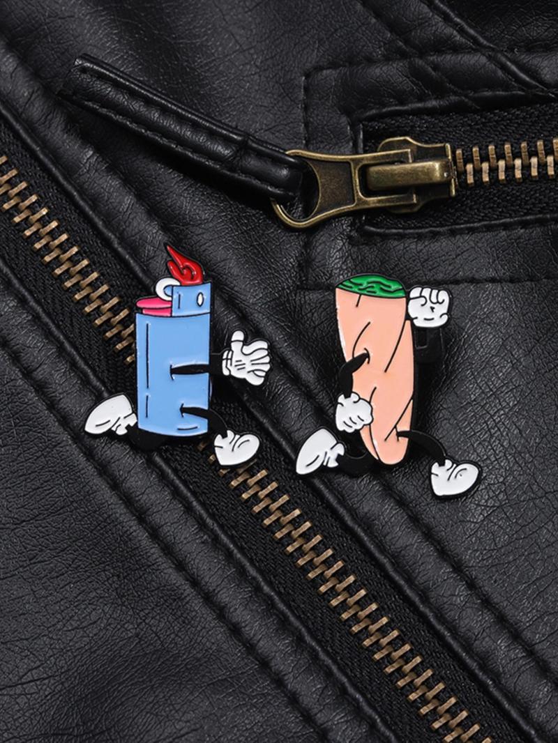Cartoon Lighter & Cigar Design Brooch, Cute Brooch for Men & Women, Fashion Accessories Suitable for Backpacks, Jeans, Scarves, Hats Decoration