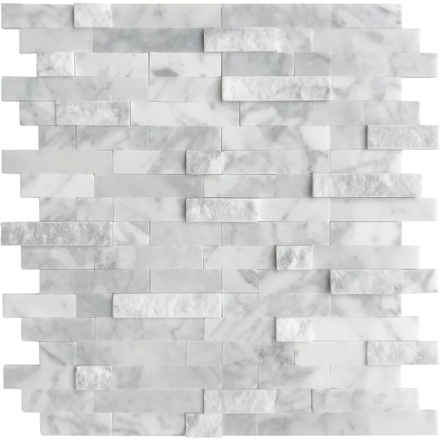 5-Sheet Peel and Stick Mosaic   Stone Self Adhesive Marble Tiles, 11.5" x 10.7" Stick  Backsplash for Kitchen Bathroom Fireplace ,  Gray