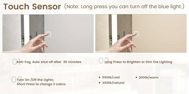 LED Bathroom Mirror with Lights, 32x24 Inch Smart Bathroom Mirror with Lights and Defogger, Dimmable Vanity LED Mirror for Bathroom Wall Mounted, Anti-Fog, Memory Function, Horizontal/Vertical Installation