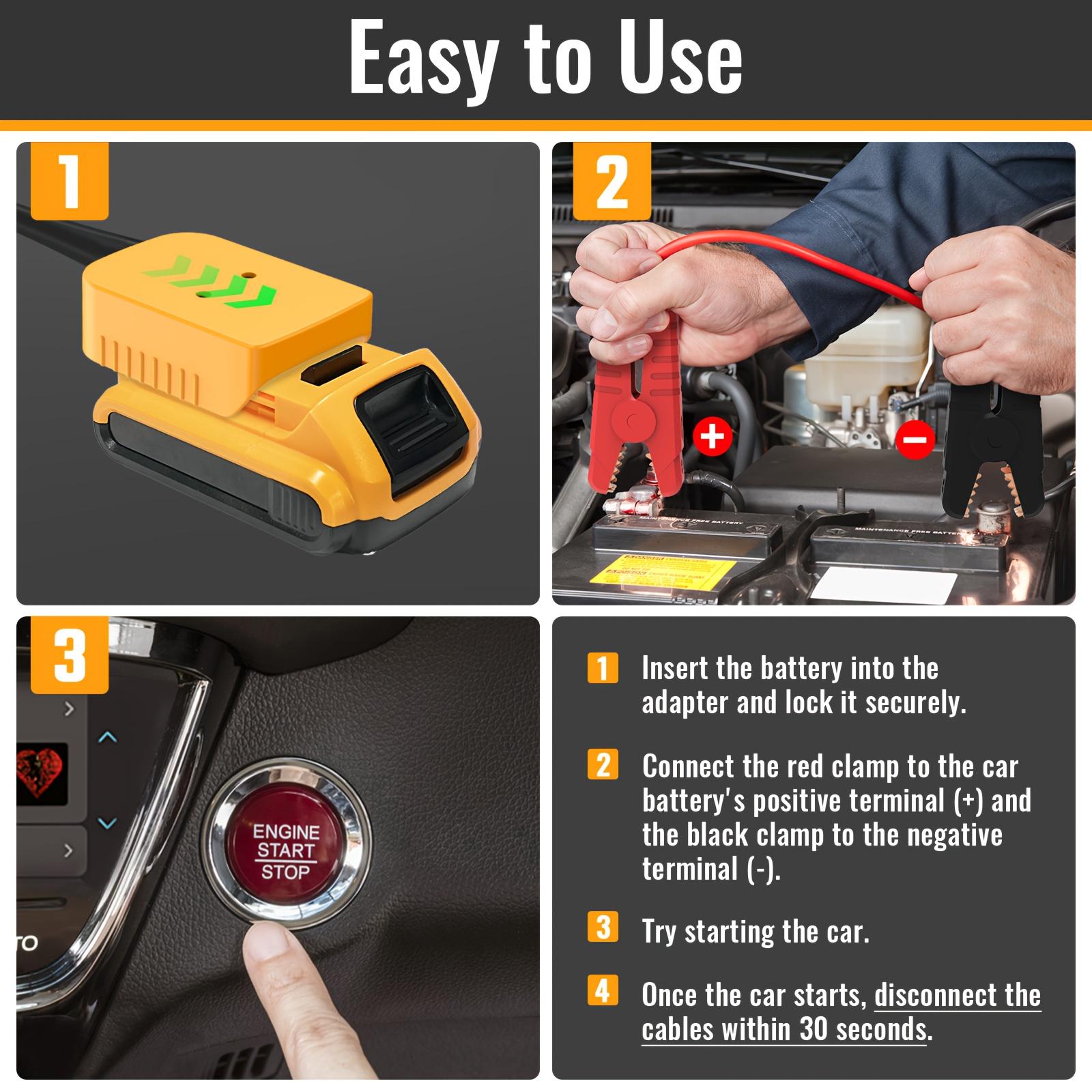 Car Starter Jumper Cables with Adapter for 18V/20V DCB Battery - 8AWG, 5.9ft Jump Starter Booster Pack (Battery Not Included)