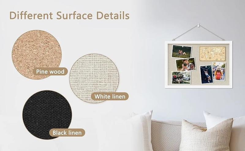 Cork Bulletin Board with Black Linen – Ideal Message Board or Vision Board for Office, Home & School Decoration