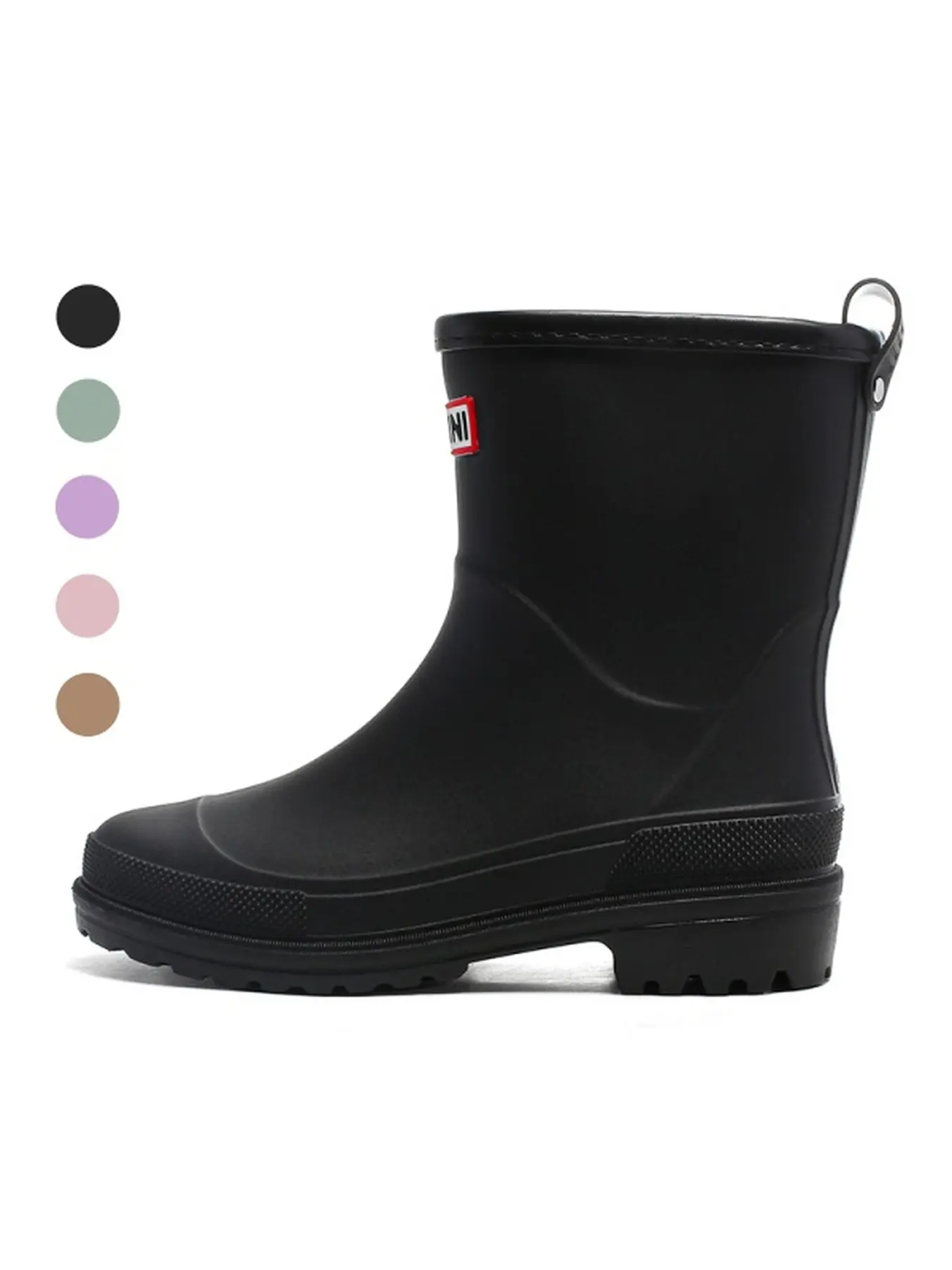Women's Macaron Pink Mid-Calf Rain Boots, Minimal Label Serrated Anti-Slip Sole, Slip-On Light Rain Shoes For Commute Spring Trip Fishing Grocery