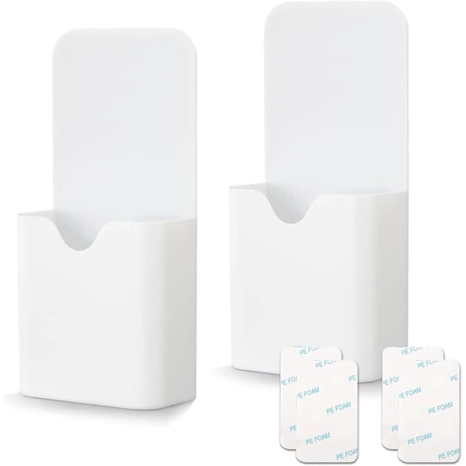 2 count  Marker Holder Wall Mount Marker  Pencil Holder for Dry Erase Whiteboard Fridge, Self Adhesive Marker Pen Holder for  Office School (White&SS)