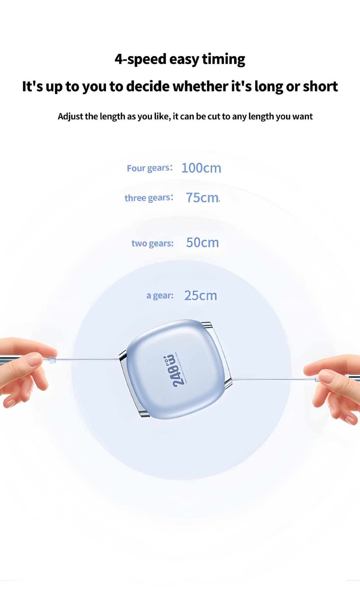 240w Retractable Fast Charging Cable USB C to C, Auto Coiling for Travel, Compatible with iPhone, Samsung, Huawei, Phone Tablet Laptop