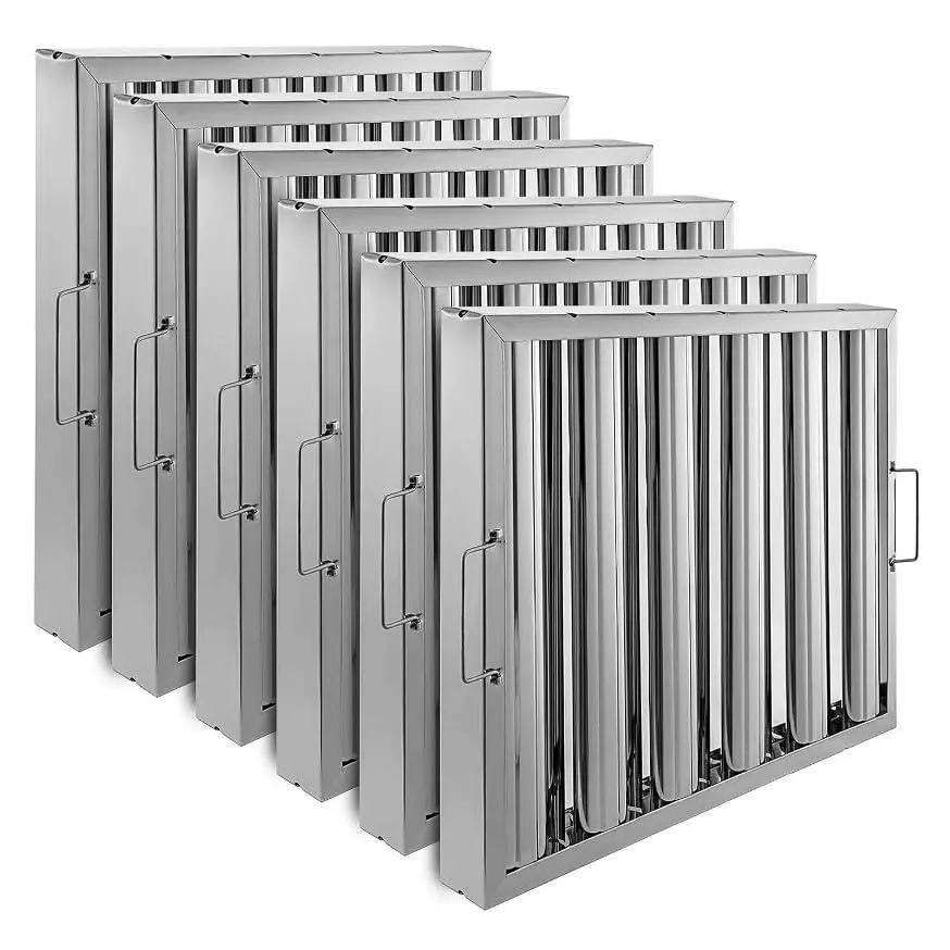 Garvee Hood Filters 430 Stainless Steel 5 Grooves Commercial Hood Filters,Range Hood Filter for Grease Rated Commercial Kitchen Exhaust Hoods,Pack of 6,19.5x24.5x1.9 inch