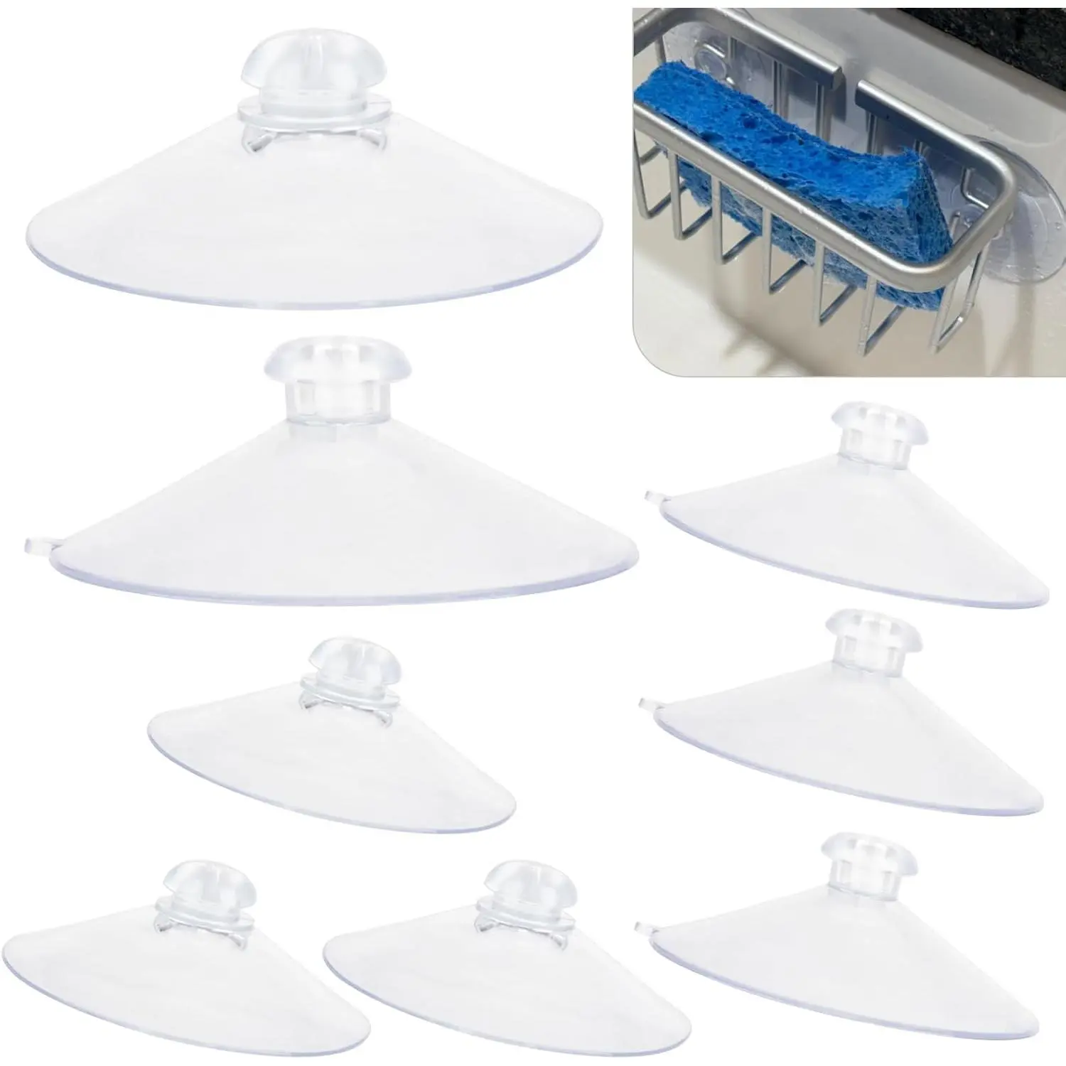 8 count Sponge Holder Suction Cup PVC Heavy Strength Clear Sink Sponge  Suction Cup  Suction Cups for Large Sponges Holder, Diameters 55 mm / 2.2in and 60 mm / 2.4in