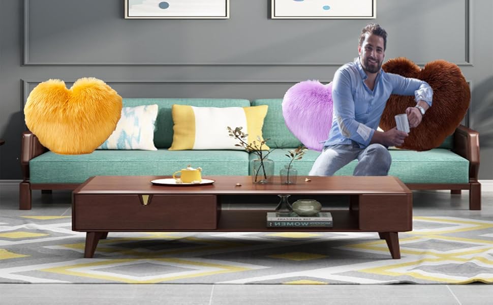 heart-pillow, sofa bed decoration, pillow decoration, room pillow (grey, 11.81inch X 15.74inch)