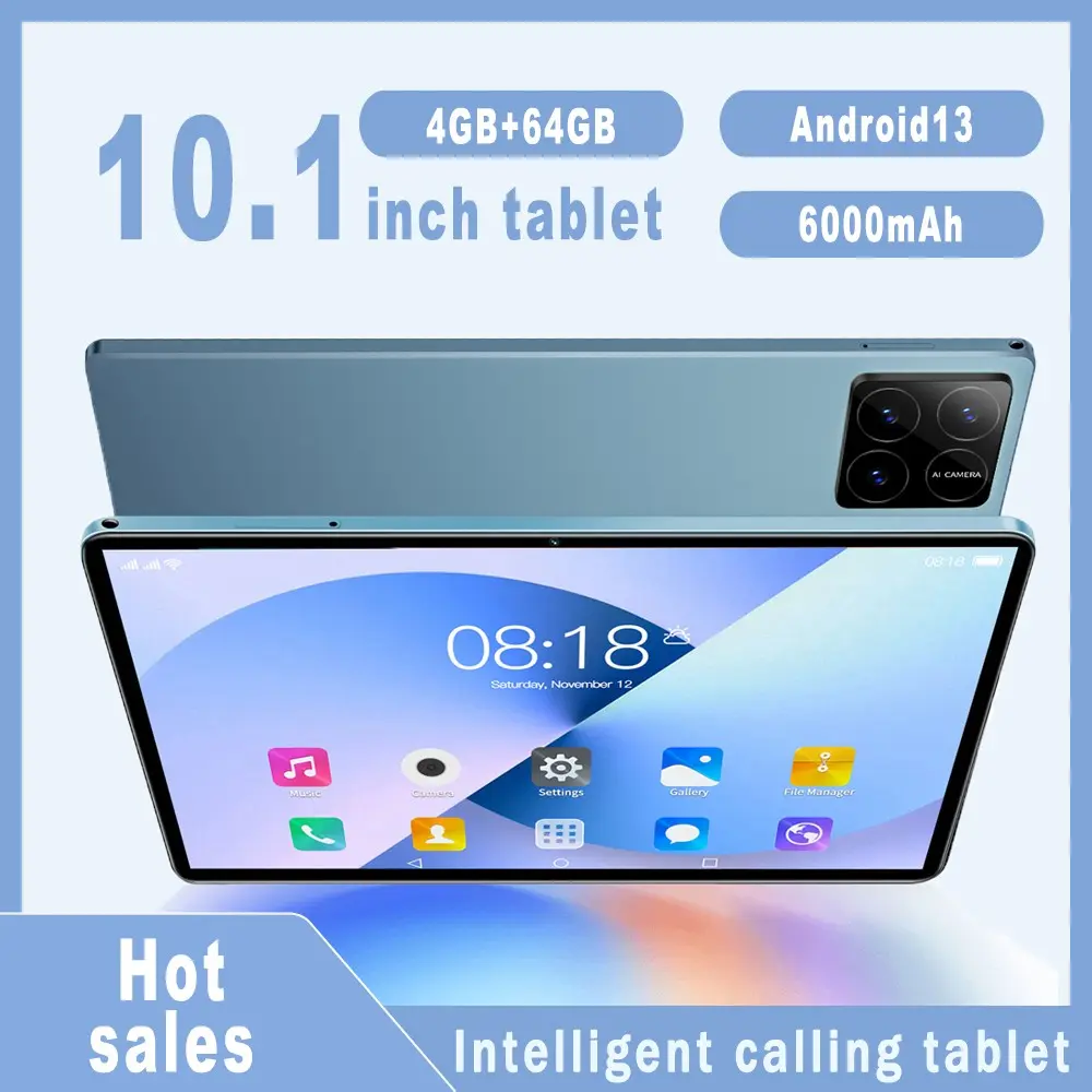 10.1-inch calling tablet Android Tablets Android 13 4GB RAM 64GB ROM supports SIM, TF card cellular network WIFI function dual cameras 5MP+8MP eight core chip 6000mAh battery Bluetooth/black/green