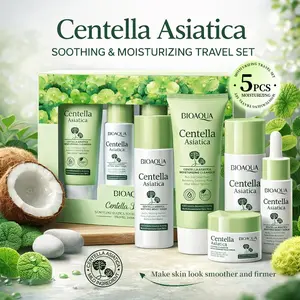 Centella Essence Set (5-Piece), Hypoallergenic & Portable, Skincare Travel Kit, Cleansing + Hydrating + Firming, Collagen & Ha Rich, Unisex