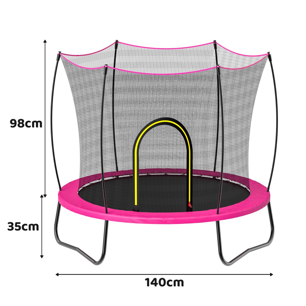 [Fahuac] 55in Trampoline with Safety Enclosure - No Gap Design, Galvanized Frame with Powder Coating, 3 U-Legs, UV Resistant Net, Indoor Outdoor for Kids.