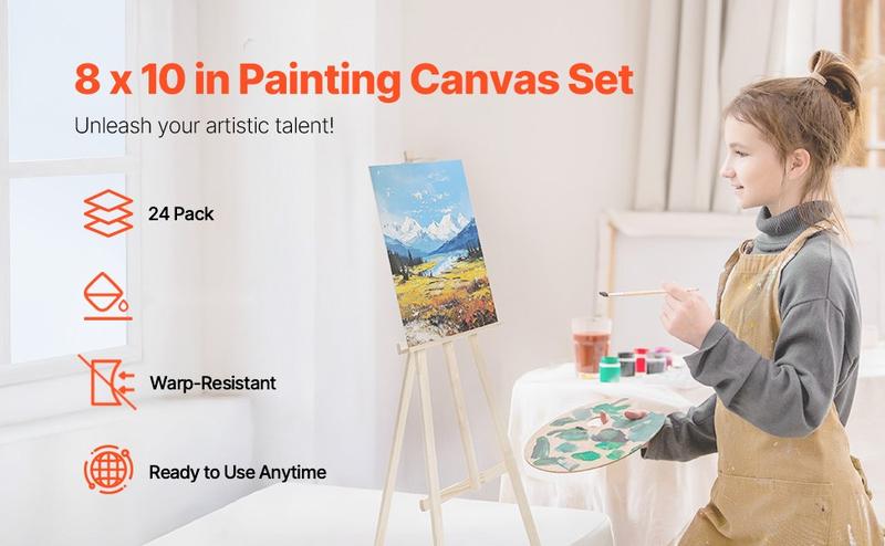 Bulk 24 Pack Canvas Boards For Painting, 8 X 10 Inch Blank Canvases For Oil, Acrylic, Watercolor And Mixed Media; Primed Canvas Surface On Sturdy Cardboard, Great For Students, Beginners, Hobbyists, And Studio Projects