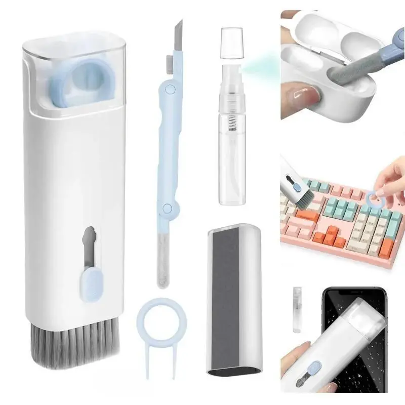 7-in-1 Multifunctional Protective Gear Accessories, Sporty Chic Cleaning Kit for Keyboards, Laptops, and Earphones, Compact, Electronic Cleaning Kit, Universal, Cleaning Enthusiasts, Palm Brush