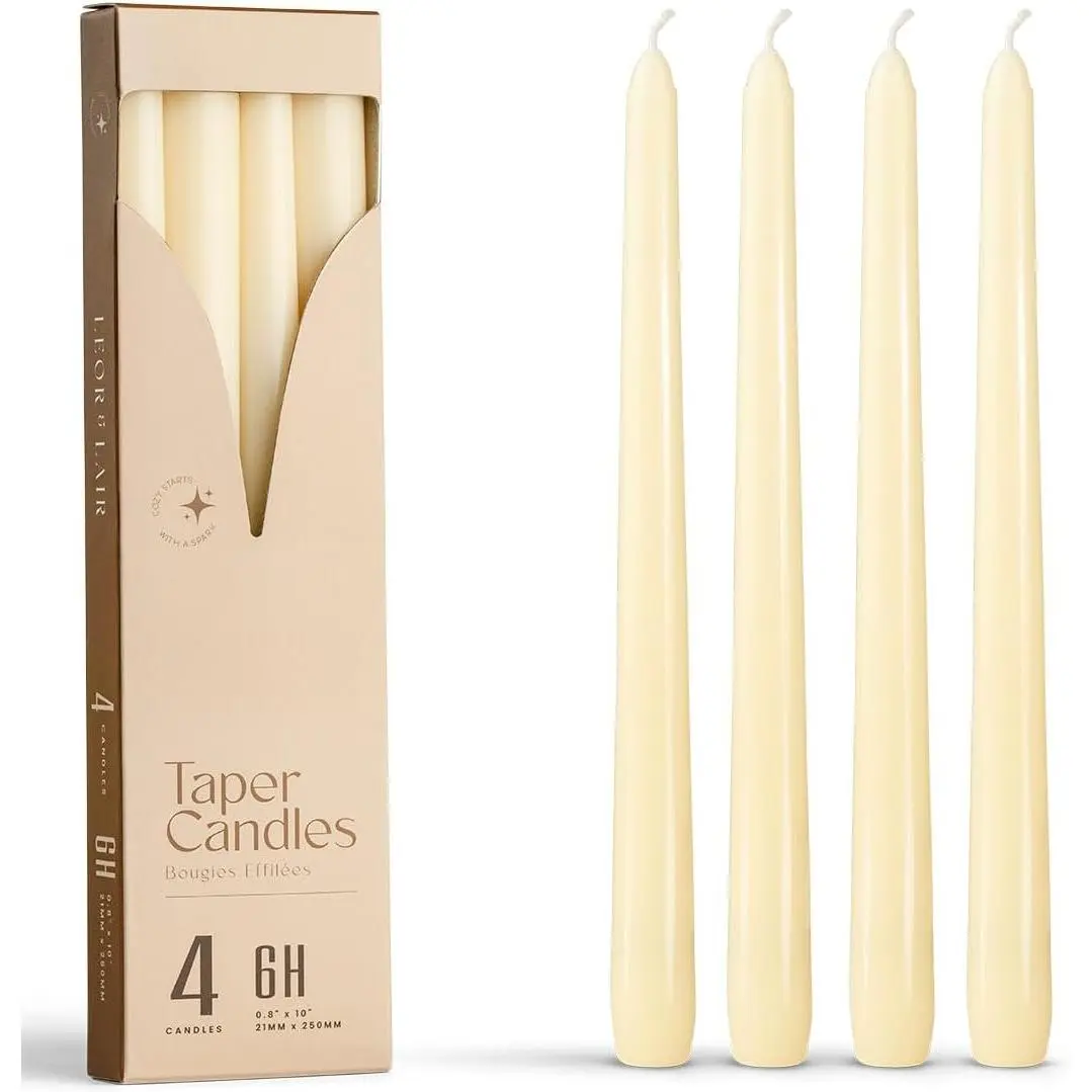 Taper Candles - 4 Pack 10" Cream Candlesticks, | Unscented  Candlesticks for  Decoration, Holiday Tables, Weddings, Events, Holiday