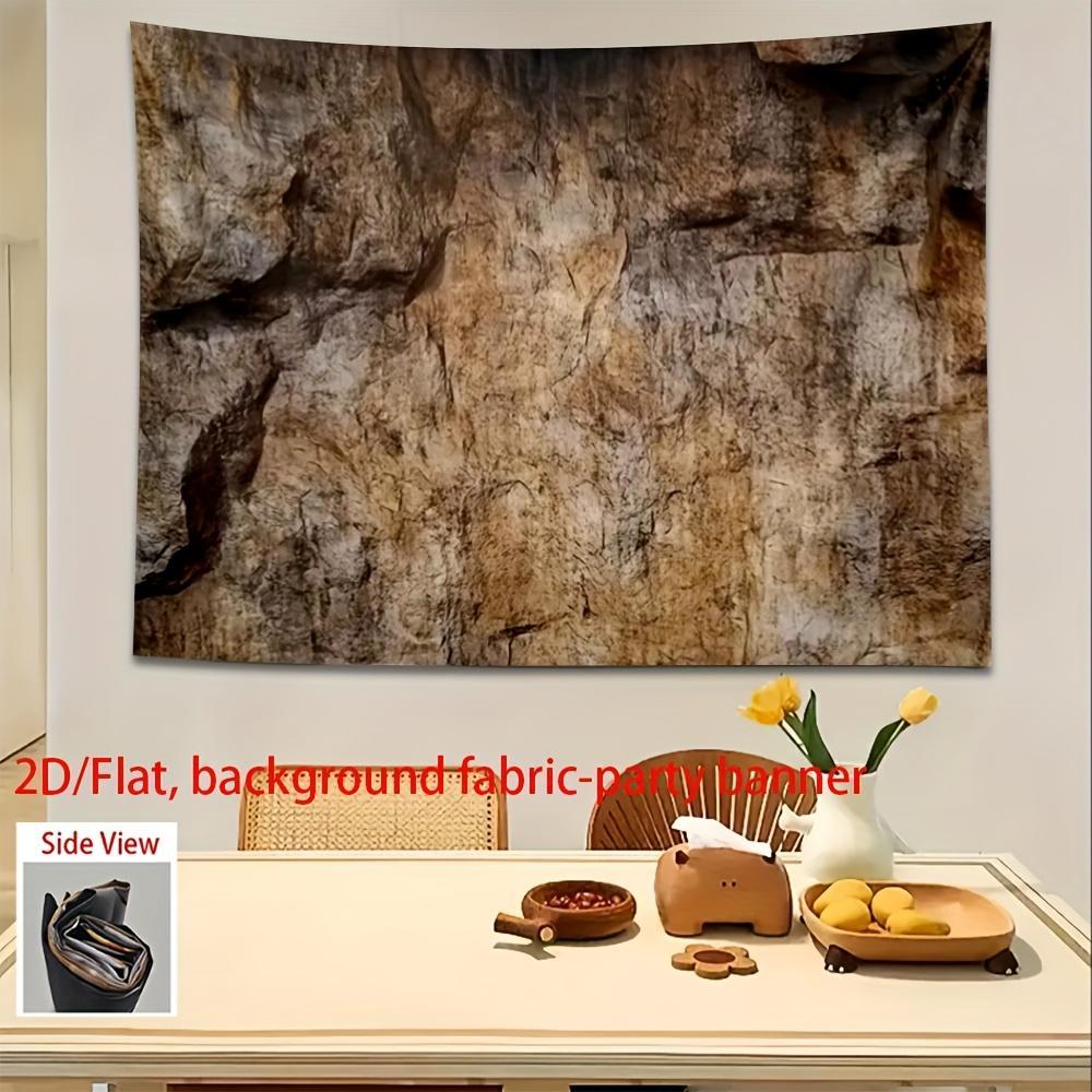 1pc 2D Flat Rustic Rock Wall Decor Backdrop - Natural Stone Texture Party Banner, Durable Polyester Fabric for Weddings, Birthdays, Bars & Home Decor, No Electricity Needed, Easy Setup, Festival Background, Tex