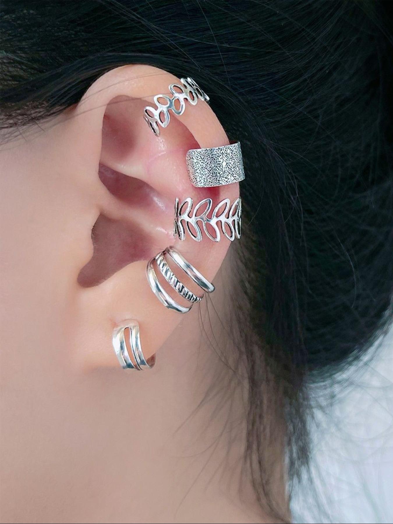 Women's 2024 Summer Hollow Out Ear Cuff, Hollow Out Design C-shaped Ear Cuff, Ear Jewelry for Party, Daily Decor for Girl