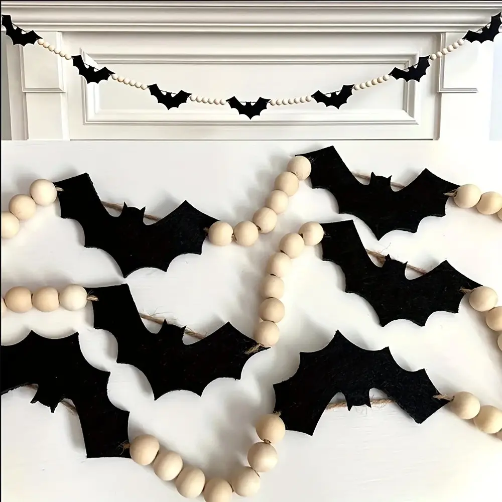 Bat Garland banner Halloween eve Party fall festival Fireplace Mantle Spooky Wall Boho Farmhouse home Decoration Goth witch birthday Backdrop, Party Decorations