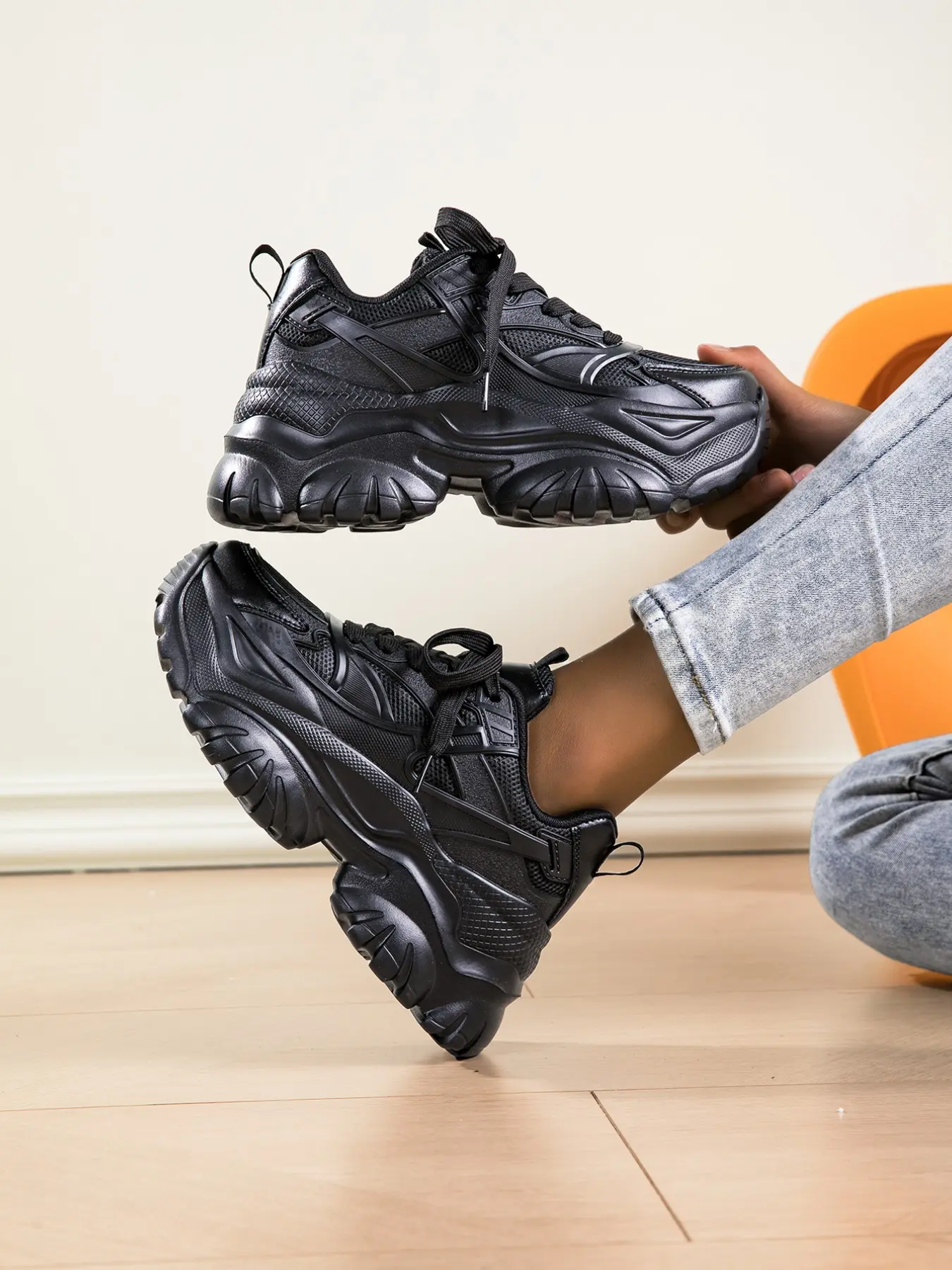 Multicolor Breathable Dad Shoes, Low Top Lace-Up Casual Sneakers, Thick Sole Height-Boosting Sports Shoes for Daily Commute and Travel