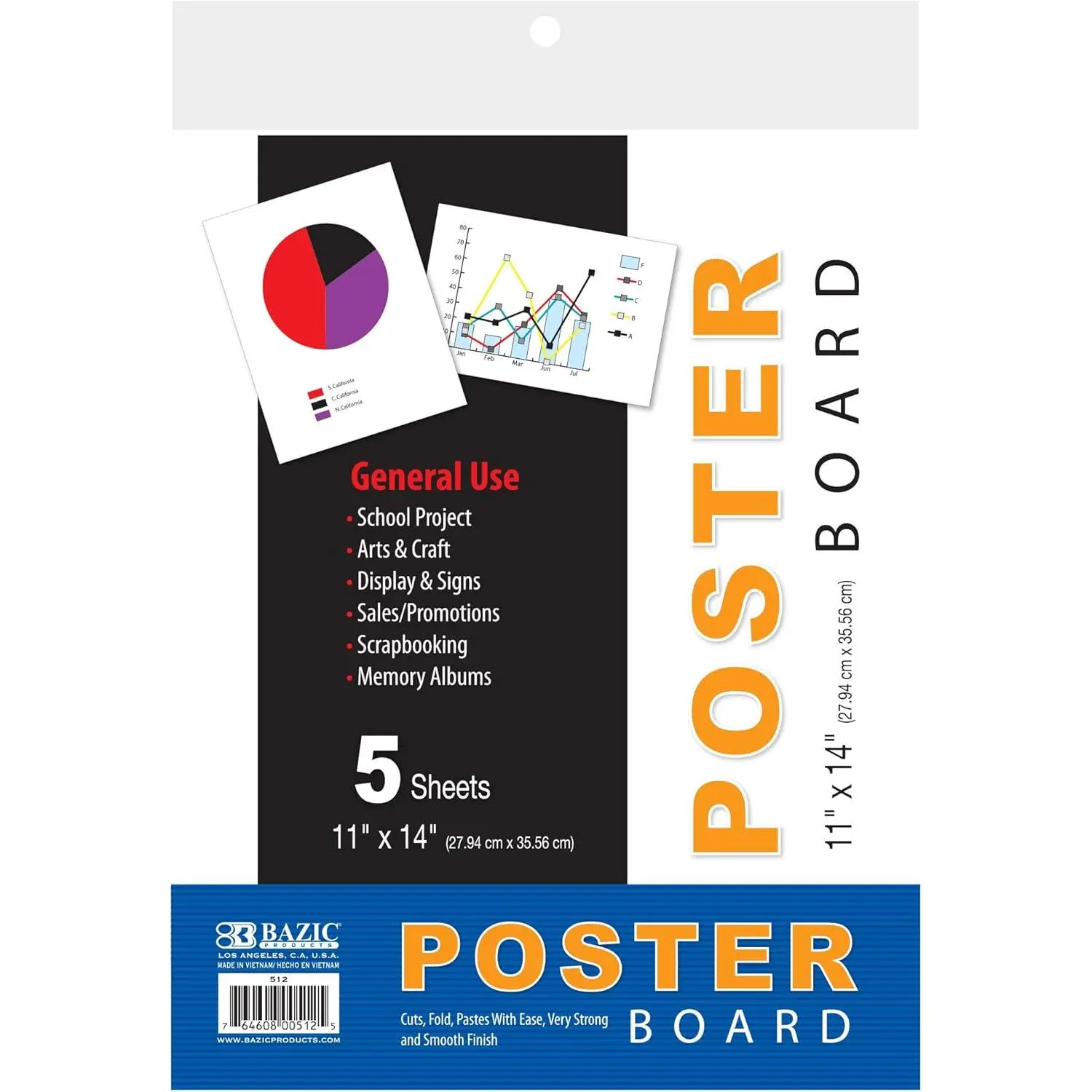 White Poster Board, 11 x 14 in, 5 Pack, Matte Paper Surface, for School Projects Signs Crafts
