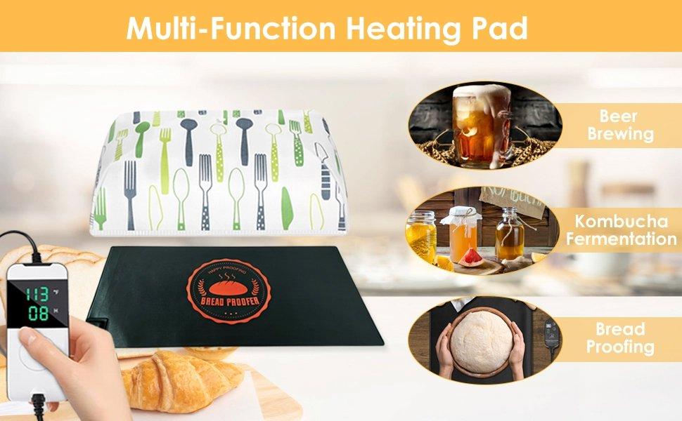 THE WELL KEPT Sourdough Warming Mat Bread Proofer Heating Pad with Temperature & Timer Control Waterproof Dough Proofing Mat Warmer for Bread Dough Proofing Yogurt Fermentation