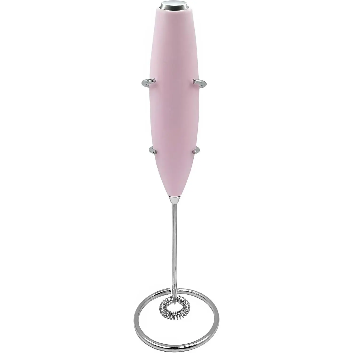 Electric Milk Frother for Matcha and Coffee, Handheld  Operated Drink Mixer with Stand, Stainless Steel Whisk, Rose