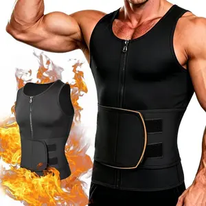 Double Belt Men Body Shaping Waist Trainer Breathable  Abdominal Shaping Tank Top, Gym Fitness Muscle Support Sports Compression Workout Apparel for Men Sauna Training