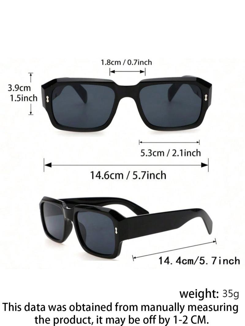 Unisex Street Trend Square Frame Sunglasses (2 Pairs), Trendy Casual Sunglasses for Everyday Use, Fashion Accessories for Outdoor Activities