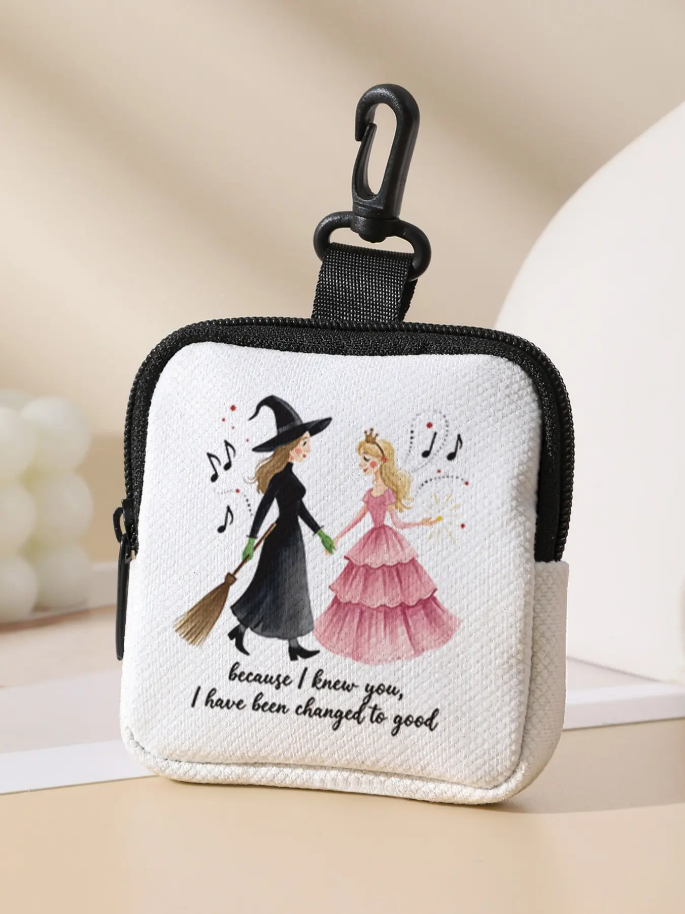 Witch Music Pattern Coin Wallet, Multi-Functional Storage Bag, Durable Polyester, Digital Print, Key Card Holder, Ideal Gift