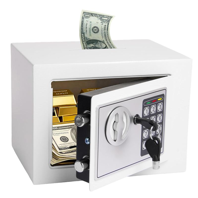 Mini Electronic Safe Box With Digital Keypad & Keys  Small Deposit Boxes Slot Safety For Home Office Dorm Drop-resistant Durable (white) Mini Electronic Safe Box With Digital Keypad & Keys  Small Deposit Boxes Slot Safety For Home Office Dorm Drop-resistant Durable (white)