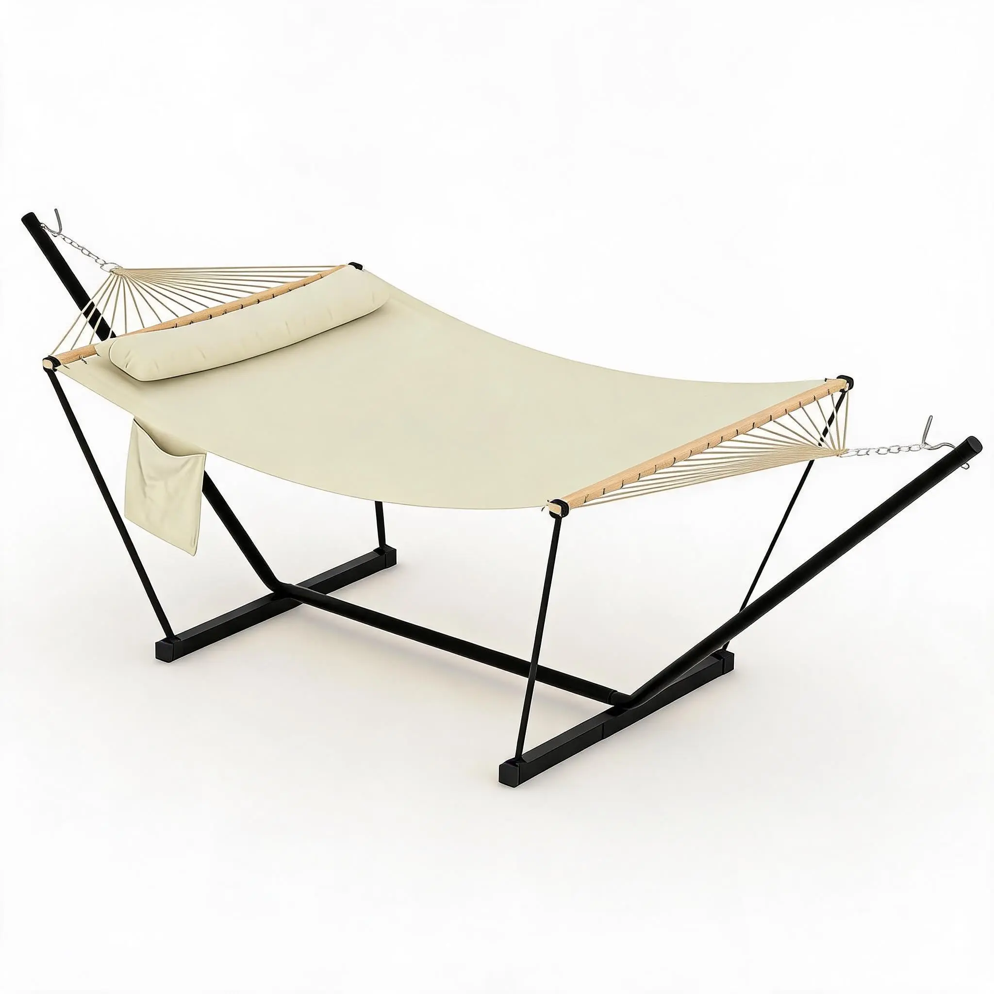 Garvee Double Hammock with Stand for 2 – 12FT (3.6m) Outdoor Hammock,white