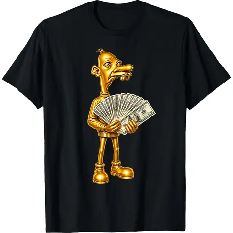 Women's Round Neck Short-Sleeve Streetwear T-Shirt - Funny T-Shirts Meme, Rich Neegy Brainrot, Tuff Flexing Ironic Gen Z Clothes for Women