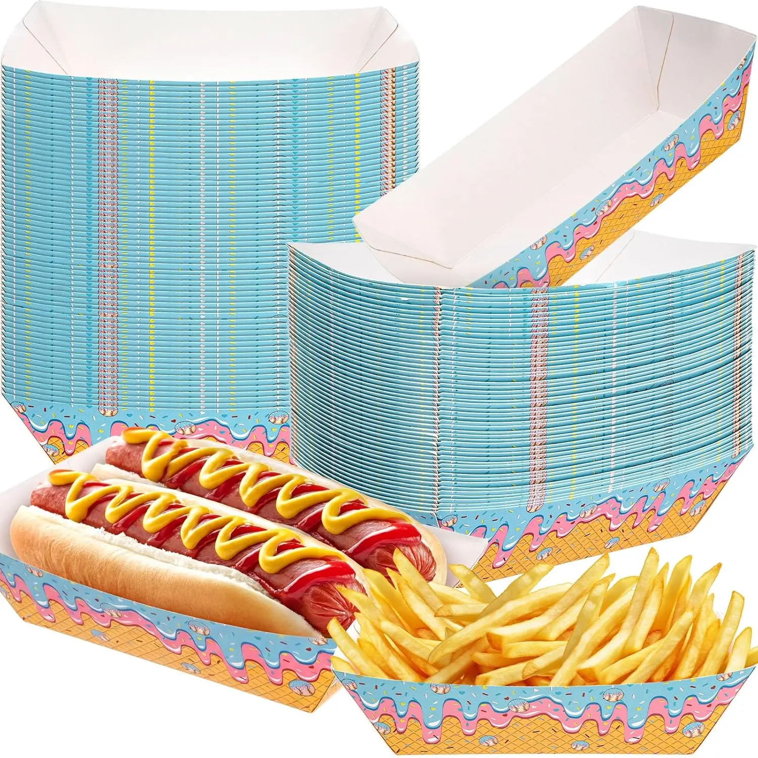 50 count Ice Cream Drip Baseball Party Supplies Disposable Paper  Serving Tray Boat Plate Baseball Party Decorations for Snack Dessert Sandwich Taco Fries Nacho