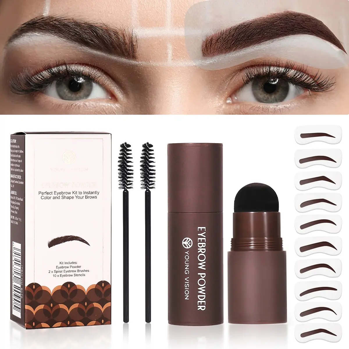 YOUNG VISION Multi-Functional Eyebrow Powder Set, Easy-To-Use Brow Makeup Kit, Natural Finish, Eyebrow Shape, Ideal for Daily Commute, Eyebrow Define Powder, Powder Brows, Everyday Brow Set, Brow Makeup Products
