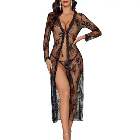 Avidlove Sexy Lace Robe for Women Lingerie Bridal Lace Babydoll Robe Lingerie Sheer Wedding Gown Loungewear
