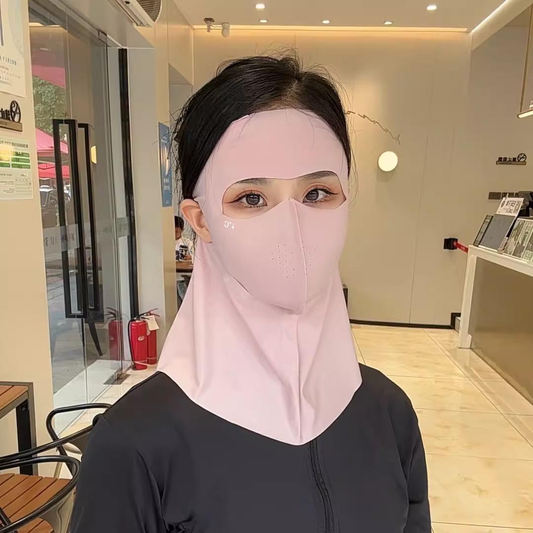 Ice silk face mask for women, new high-fashion sun protection mask, full-face neck protection integrated mask, sunshade and UV protection