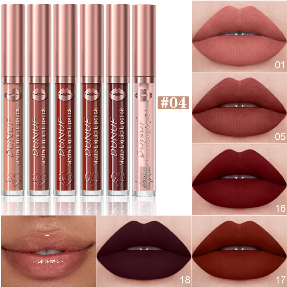 6PCS Lipstick Set Matte Lip Glaze Waterproof Durable Lip Gloss Non Stick Cup Lipliner Lipstick Set Colored Lip Gloss Makeup