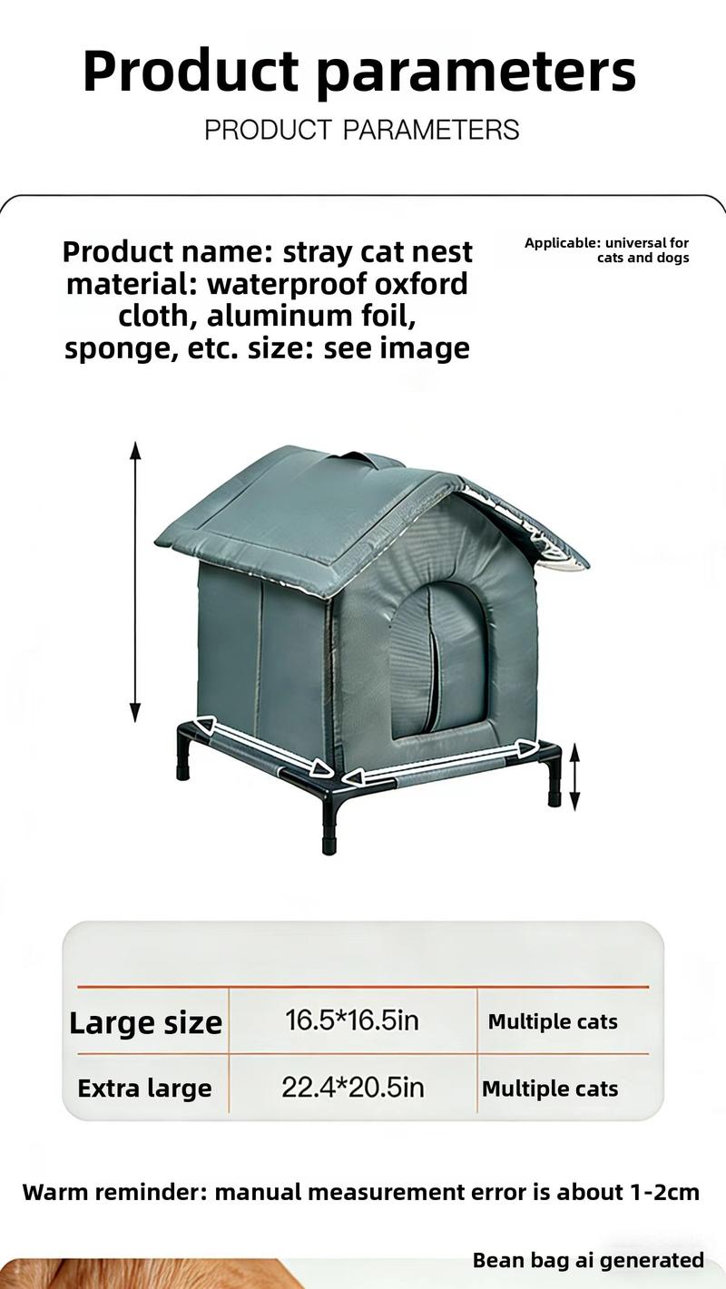 Outdoor Cat Nest Windproof & Rainproof Warm Comfortable All-Weather House with Waterproof Fabric & Reinforced Edges